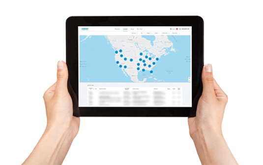 Tennant's IRIS Asset Manager portal on mobile tablet to manage your floor cleaner fleet Tennant's IRIS Asset Manager portal on mobile tablet to manage your floor cleaner fleet